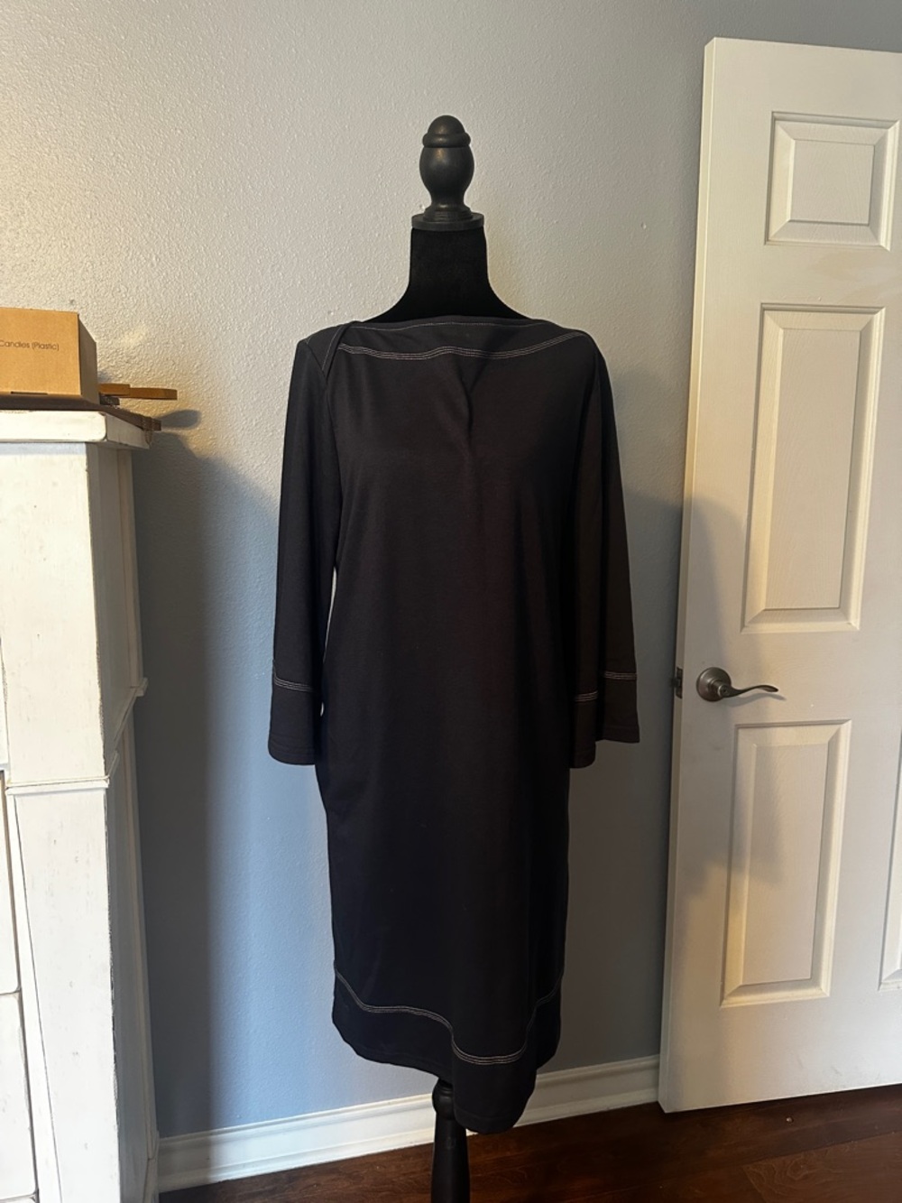 Suzanne Betro Navy Dress with White Stitching